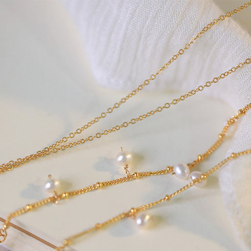Elegant Y Shape Dainy Pearls Long Necklace - Zafari Studio Jewelry